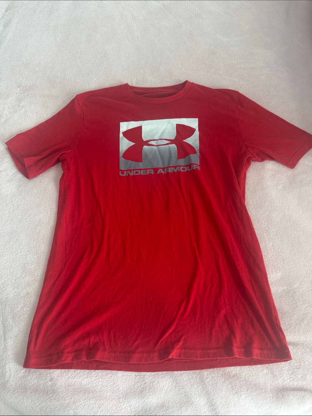 Under Armour Red Short-Sleeve Logo Tee with Silver Graphic